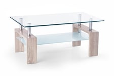 Soffbord Demitranila 100 cm med Förvaring Hylla - Glas/Ekfärg Transparent,Natur Scandinavian Choice