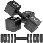 Adjustable Dumbbells Set of 2, Hand Weights Sets with 5 Levels 3.3lb, 5.5lb, 7.7lb, 9.9lb, 12.1lb, Adjustable Weight Dumbbells with Security Lock for Women/Men Home Gym Full Body Workout (Black)