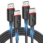 Silkland 4K HDMI Cable 3M 2 Pack, HDMI Lead, Support 4K@60Hz, ARC, HDR, 3D, Ethernet, HDMI ARC Cable for Soundbar, Compatible with TV, Blu-Ray, PS4/5, Xbox, Projector, Soundbar, Sky, PC, Laptop