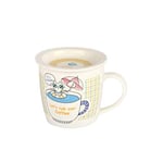 lachineuse - Tasse en Porcelaine - Collection Let's Talk Over Coffee - Design Nippon Chat Baignade - Idéale Boissons Chaudes - Avec Anse et Couvercle-Support - Idée Cadeau Japon, Asie