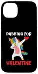 Coque pour iPhone 14 Plus Dabbing Unicorn Saint-Valentin Love