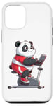 Coque pour iPhone 12/12 Pro Panda sur vélo d'appartement Gym Fitness Entraînement Sport