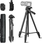 Trépied pour Appareil Photo,70"" Caméra Trépied,Trépied en Aluminium pour IPhone,Enregistrement Vidéo,Webcam,Télescope,Niveau Laser,Sac de Voyage et Support de Téléphone Portable(Q1133)