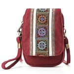 Goodhan Embroidery Canvas Crossbody Bag Cell phone Pouch Coin Purse for Women, A001 - Size Basic - Wire Red, OneSize