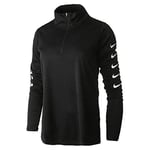 NIKE W Nk Swoosh Run Top Hz Long Sleeved T-Shirt - Black/(White), Small