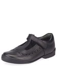 Start-rite Leapfrog T-Bar Riptape Heart Girls School Shoes - Black Leather, Black Leather, Size 10.5 Younger