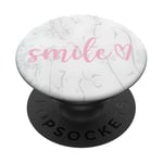 Smile Heart Pink Typography Love Symbol Positive Girl Gift PopSockets Support et Grip pour Smartphones et Tablettes PopSockets PopGrip Adhésif