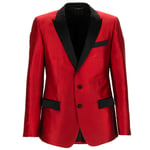 Dolce & Gabbana Martini Soie Blazer Veste de Costume Rouge Noir 50 M L