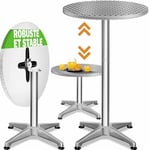 Casaria® Table de Bar bistrot Pliable Ronde ? 60 cm Hauteur réglable 70 cm / 115 cm 2 en 1 en Aluminium Mange Debout