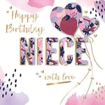 Birthday Card - Niece - Heart 3D Glitter - Talking Pictures Luxury NEW