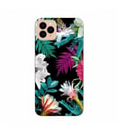 Coque Iphone 11 tropical Noir Fleur violet rose