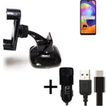 Car holder windshield dashboard for Samsung Galaxy A31 charger Cell phone mount 