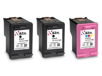 Refilled 62XL 2x  Black 1x Colour 3 Pack Inks fits HP Officejet 200 Mobile