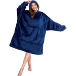 Snuggie Oversized Filt Hoodie Mörkblå