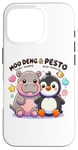 Coque pour iPhone 16 Pro Moo Deng Et Le Bébé Hippopotame Au Pesto Bébé Pingouin