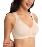 Lemorosy Soutien-Gorge Femme Fermeture Devant Redresse Dos correcteur de Posture Grandes Tailles sans Armatures sans Rembourrage Beige 85B