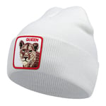 (-QUEEN white)Panther Animal Neulottu hattu Skullie Beanie Hattu talvi Lämmin naiset miehet Hip Hop Knit Cap Rento hiihtoloma