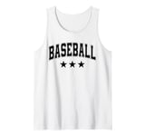 Baseball All Black Stars Classic Retro Varsity Text Tank Top