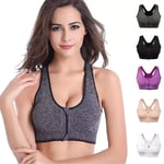 Soutien-gorge de sport pour femme avec fermeture éclair sur le devant - Sans coutures - Dos nageur avec soutien-gorge rembourré amovible à fermeture éclair - Blanc XXL 95B 95C 95D 95A