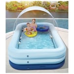 HOXMOMA Inflatable Swimming Pool witn Sunshade, Large Rectangular Pool for Children/Adults, Garden/Backyard/Outdoor, Family Lounge Pool, Toddler Pool with Canopy,Blue,3.18m