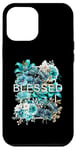 Coque pour iPhone 12 Pro Max Bleu sarcelle Aqua Blessed & Blooming Teal Aqua Graphic