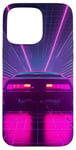 Coque pour iPhone 15 Pro Max JDM Voiture Rétro Années 80 Synthwave Lumières Rétro Voiture