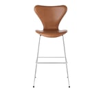 Fritz Hansen - 3197 Sjuan - Helklädd, Läder, Embrace Concrete Grey - Barstolar & barpallar - Arne Jacobsen - Grå - Läder/Metall/Trä