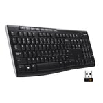 Logitech K270 Clavier Sans Fil pour Windows, 2.4 GHz Sans Fil, Taille Standard, Pavé Numérique, 8 Touches Multimédia, Pile Durée 2 ans, Compatible PC, Ordinateur Portable, Clavier Belge AZERTY - Noir