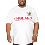 Duke D555 Mens Leon Crew Neck England Football T-Shirt Top Tee - White - 3XL