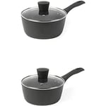 Bundle of Salter Cosmos Saucepans – Saucepan Set, 3-Piece Pans, 28/20 cm, Non-Stick Cooking Pots with Lids, Dishwasher Safe, Stay Cool Soft Handles, Induction Suitable, Strong & Durable, PFOA-Free