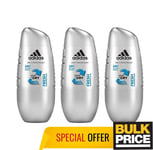 Adidas Men Cool Dry Fresh Roll-On Deodorant Antiperspirant 50ml 3-Pack