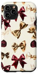 Coque pour iPhone 11 Pro Nœud De Ruban Doré Crème Marron Coloré Esthétique