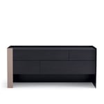 Poliform - Chloe Chest Of Drawer, Inner Structure Glossy Nickel, Outside 03 Grigio Scuro, Top Black Elm - Skjenker - Carlo Colombo - Grå - Naturlig materiale/Metall/Tre