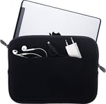 honju DarkRoom Neoprene Bag/Sleeve for 11,6" Tablet/Notebook/Netbook/Laptop/Ultrabook - black [Big front bag | Zipper | Soft inner lining] (E.g. Apple, Samsung) - 88012