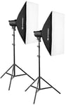 Bresser Flash de Studio Set 200 W BRT avec 200 de 50 x 70 cm Boîtes à lumière avec diffuseur, intérieur Diffuseur et trépieds 160 cm