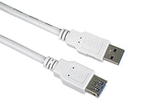 PremiumCord USB 3.0 Extension Cable, Data Cable SuperSpeed up to 5 Gbit/S, Charging Cable, USB 3.0 Type A Female to Male, 9 Pin, 3x Shielded, Colour: White, Length: 3 m