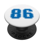 Numéro #86 Numéro universitaire bleu sport PopSockets PopGrip Interchangeable