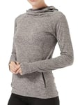 HDTIYUYP Womens Long-Sleeve Running Tops - Ladies Thermal Sports Hoodie with Zip Pocket Fitness Shirts UV Hiking T-shirt Outdoor Sports Top with Thumb Hole Grey