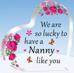 TTOVEN Nanny Gifts Mothers Day Gifts Nanny Birthday Gifts We Are So Lucky to have a Nanny Like You Heart Shaped Acrylic