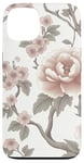 Coque pour iPhone 13 Motif rose pâle et gris délicat