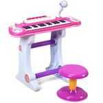 37 Keys Childrens Stand Keyboard Kids Musical Toys Piano with Stool & Microphone