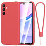 Fyriswho Coque Compatible avec pour Samsung Galaxy A15 4G / 5G + 1 Pièces Verre Trempé, Souple Silicone Mince Étui Protection Anti-Rayures Housse pour Samsung Galaxy A15 4G / 5G (6.5") - Rouge