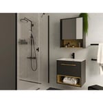 Vente-unique Meuble de salle de bain suspendu anthracite avec vasque à encastrer et armoire de toilette - 60 cm - YANGRA