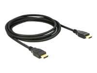 Delock - Hdmi-Kabel Med Ethernet - Hdmi Hane Till Hdmi Hane - 1 M - Trippelskärmad Partvinnad - Svart - Stöd För 4K