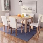 Ensemble Table + 6 chaises - Table à manger avec Chaises Cuir synthétique Chêne Couleur crème BV117455 Bonnevie