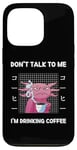 Coque pour iPhone 13 Pro Axolotl Don't Talk To Me I'm Drinking Coffee Style japonais