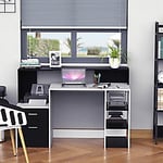 HOMCOM Desk with Shelves x 1370 x 550 mm Black and White