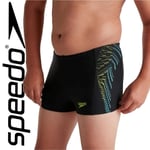 Speedo Placement Panel Boys Aquashorts Age 13-14 Black/Green Trunks Swim Shorts