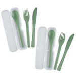 Westmark 2 sets de couverts, 3 pièces de chaque – couteau, fourchette et cuillère à soupe dans une boîte à emporter, idéal pour le camping, les pique-niques, etc. – sans BPA, vert menthe