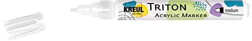 Kreul 17717-Triton Acrylic Marker Medium, Blanc, épaisseur de Point 1 à 3 mm, pour Lignes et écritures, séchage satiné, résistant aux intempéries sur Supports absorbants, White, One size